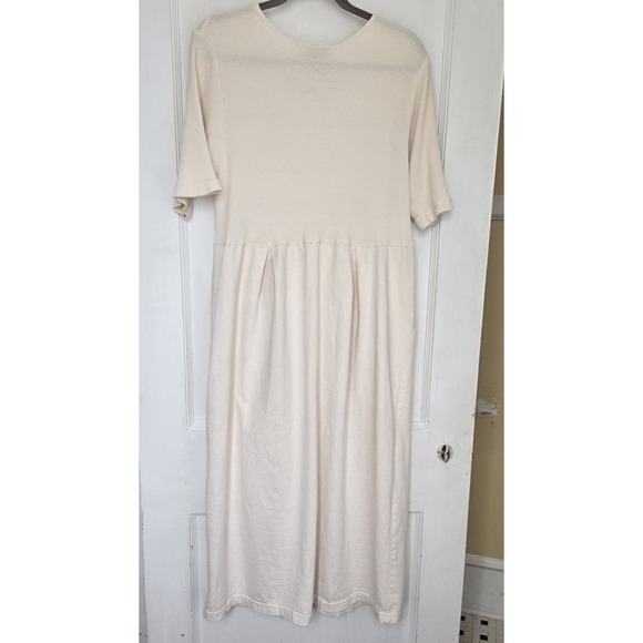 VTG Blue Cactus Maxi Short Sleeve Waffle Knit Top w/ Linen Look Skirt Dress L - Picture 4 of 13